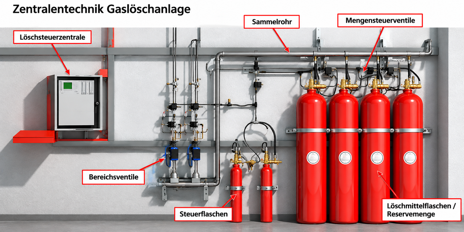Zentralentechnik einer Gaslöschanlage